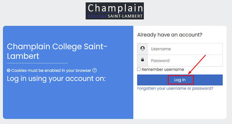 champlain college saint-lambert moodle login
