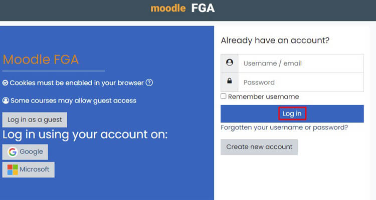 Moodle FGA Access To Moodle FGA For Student Or Teacher R CIT FGA